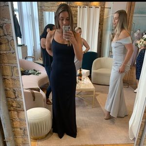 Navy, Brideside bridesmaid dress, new never worn. Crepe fabric, style GB062P